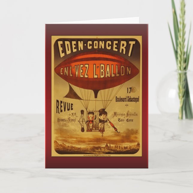 Vintage Eden Concert Hot Air Balloon Greetings Card (Front)