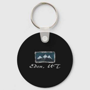 Vintage Eden Utah Winter Skiing Fun Key Ring