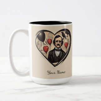 Vintage Edgar Allan Poe Heart Personalised  Two-Tone Coffee Mug