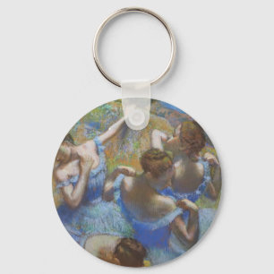 Vintage Edgar Degas Blue Dancers Ballet Art Key Ring