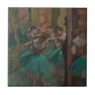 Vintage Edgar Degas Dancers in Green Ballet Art Tile