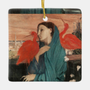 Vintage Edgar Degas Young Woman with Ibis Art Ceramic Ornament
