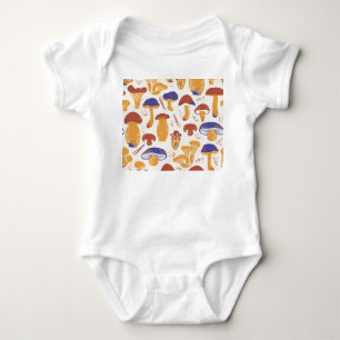 Vintage Edible Mushrooms Illustration Baby Bodysuit