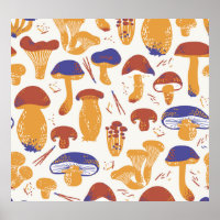 Vintage Edible Mushrooms Illustration