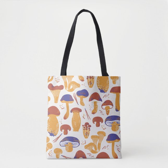 Vintage Edible Mushrooms Illustration Tote Bag (Front)