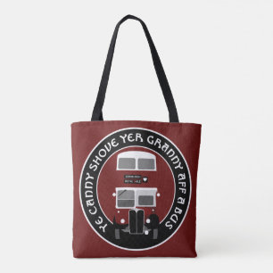 Vintage Edinburgh Double-decker bus tote bag