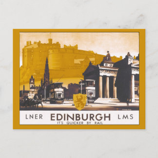 Vintage Edinburgh LNER/LMS railway travel ad Postcard