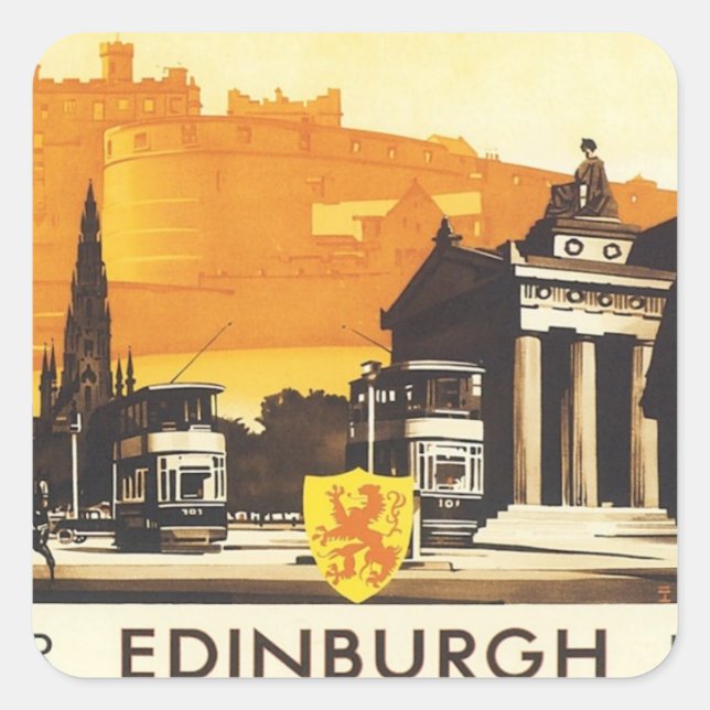 Vintage Edinburgh LNER Square Sticker (Front)