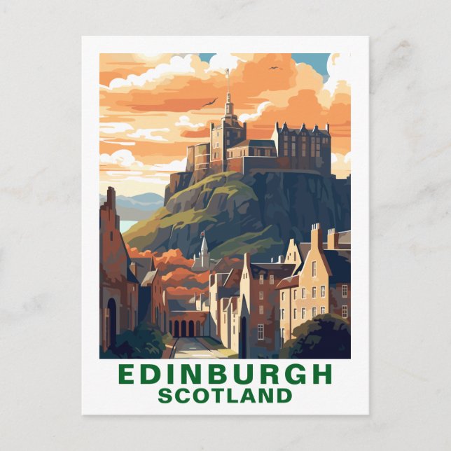 Vintage Edinburgh, Scotland Castle Travel Postcard (Front)