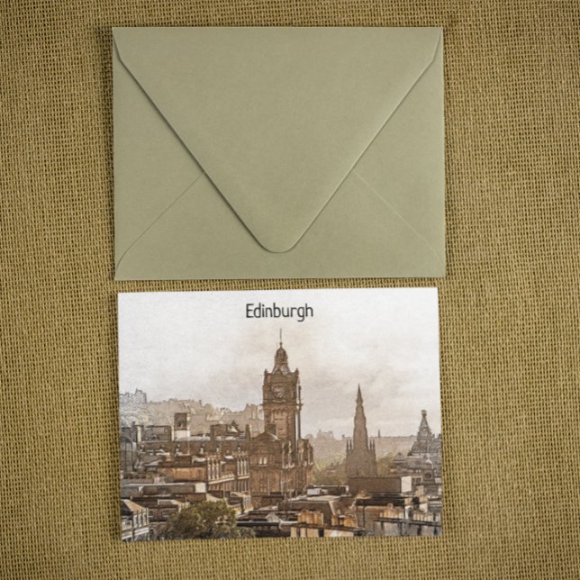 Vintage Edinburgh Scotland Panorama View Postcard (cool edinburgh scotland UK postcard)