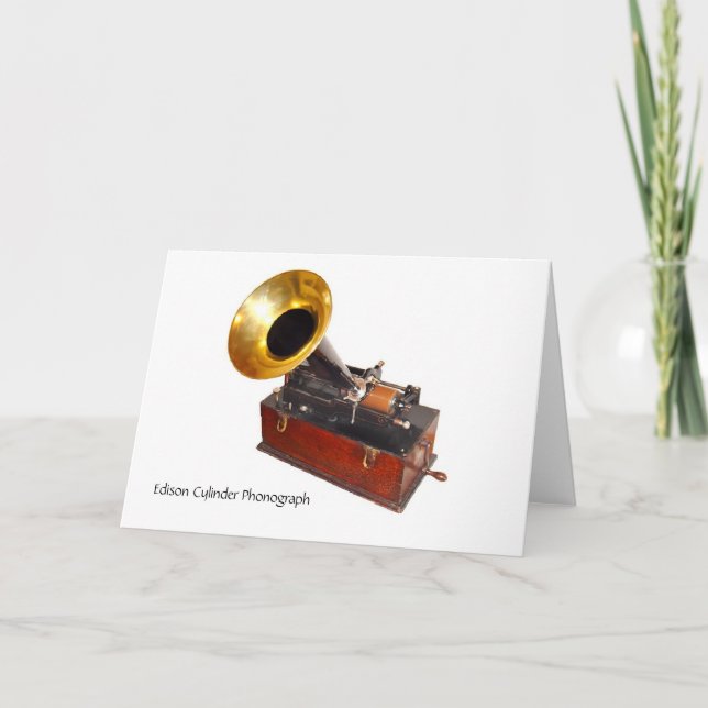Vintage Edison Cylinder Phonograph, Card (Front)