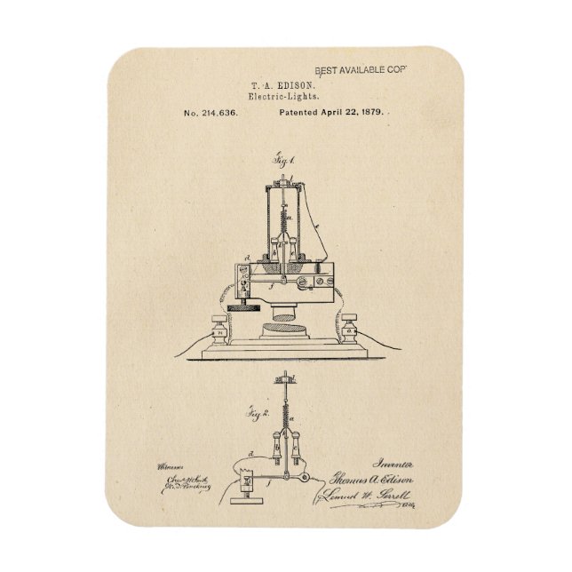 Vintage Edison Electric Lights Patent Magnet (Vertical)