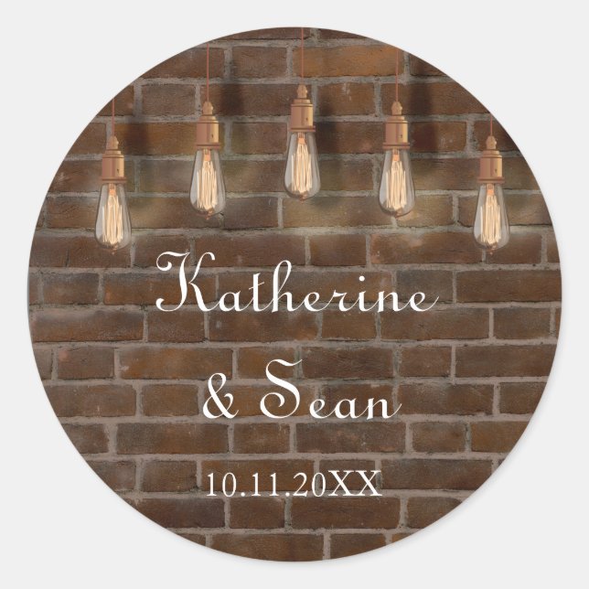 Vintage Edison Lightbulbs Industrial Chic Classic Round Sticker (Front)