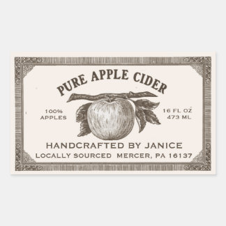Vintage Editable Apple Cider Label Brown and Ivory