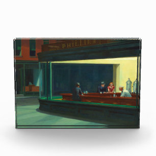 Vintage Edward Hopper Nighthawks Diner Poster Photo Block