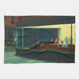 Vintage Edward Hopper Nighthawks Diner Tea Towel