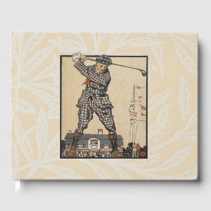Vintage Edward Penfield Golf Illustration Art Guest Book