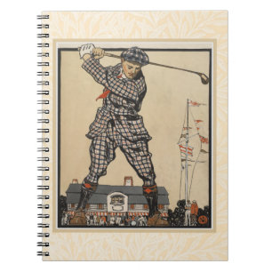 Vintage Edward Penfield Golf Illustration Art Notebook