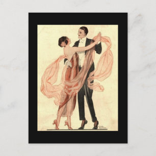 Vintage Edwardian Dancing Couple Postcard