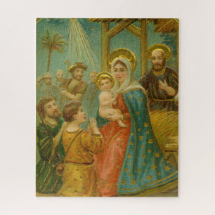 Vintage Edwardian Era Nativity Christmas Card Jigsaw Puzzle