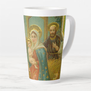 Vintage Edwardian Era Nativity Christmas Card Latte Mug