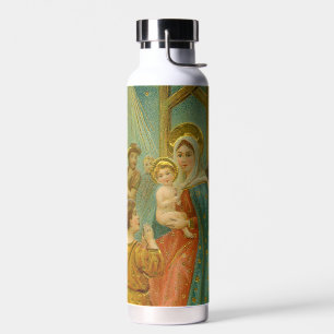 Vintage Edwardian Era Nativity Christmas Card Water Bottle
