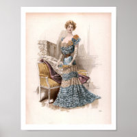 Vintage Edwardian Fashion Illustration Lady Boudoi