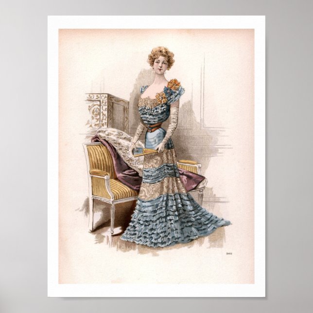 Vintage Edwardian Fashion Illustration Lady Boudoi Poster (Front)
