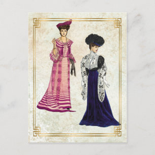 Vintage Edwardian Fashion Models Daywear Dresses Postcard