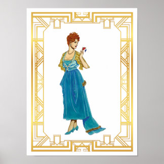 Vintage Edwardian Gown Fashion Vintage Art Poster