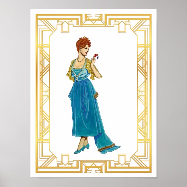 Vintage Edwardian Gown Fashion Vintage Art Poster (Front)