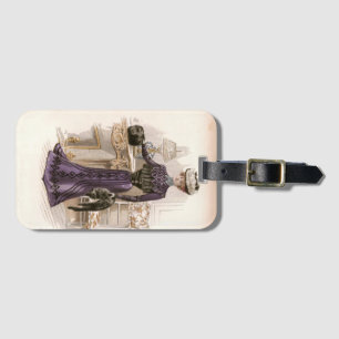Vintage Edwardian Lady Fox Fashion Illustration   Luggage Tag