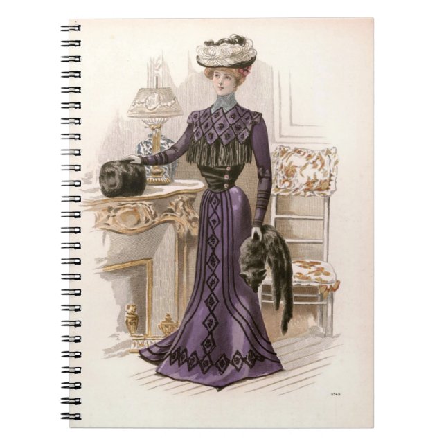 Vintage Edwardian Lady Fox Fashion Illustration  Notebook (Front)