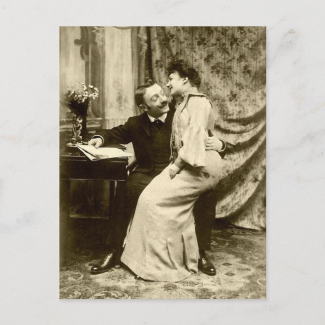 Vintage Edwardian Romantic Couple Postcard (Front)