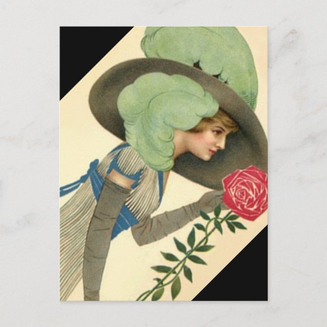 Vintage Edwardian Rose Lady Invitation Postcards (Front)