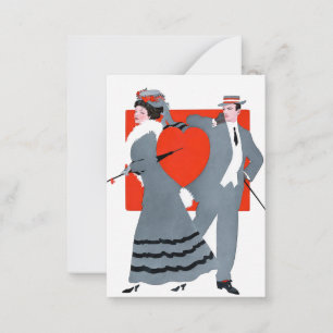 Vintage Edwardian Valentine Couple Illustration Card