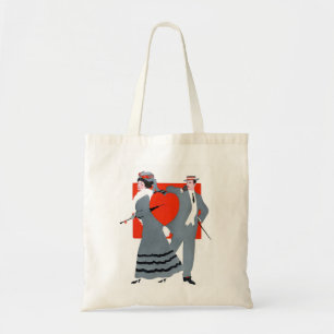 Vintage Edwardian Valentine Couple Illustration Tote Bag