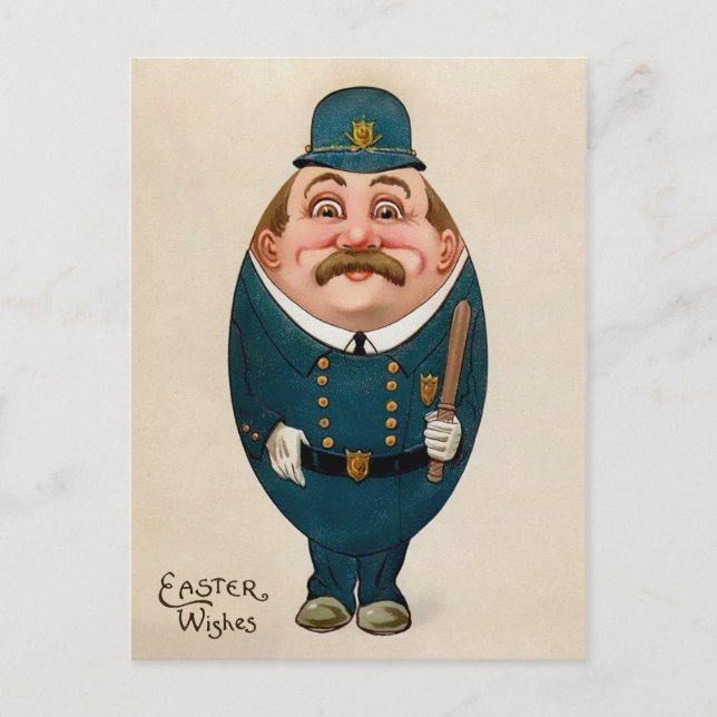 Vintage Egg Cop Easter Postcard (Front)
