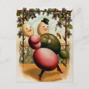 Vintage Egg Dancers Easter Postcard