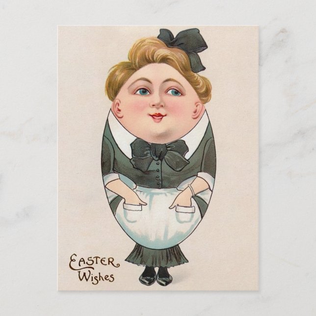 Vintage Egg Maid Easter Postcard (Front)