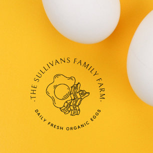 Vintage Eggs & Bacon Custom Farmhouse Egg Carton Self-inking Stamp