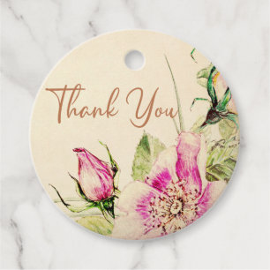 Vintage Eglantine Floral Wedding Favour Tags