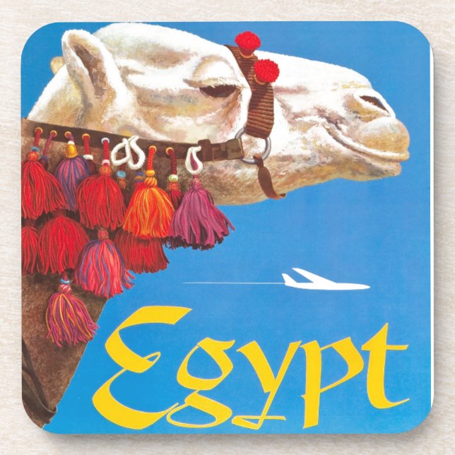 Vintage Egypt Air Travel Advertisement Coaster (Front)