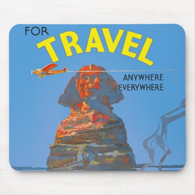 Vintage Egypt Air Travel Advertisement Mouse Mat (Front)