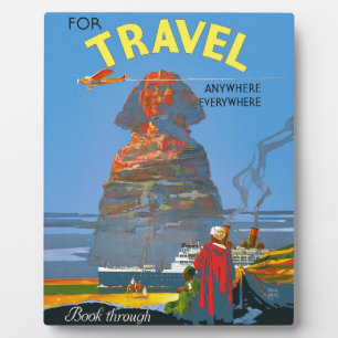 Vintage Egypt Air Travel Advertisement Plaque