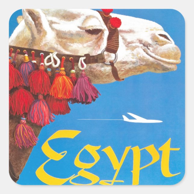 Vintage Egypt Air Travel Advertisement Square Sticker (Front)