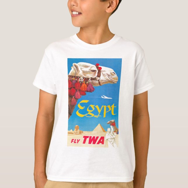 Vintage Egypt Air Travel Advertisement T-Shirt (Front)