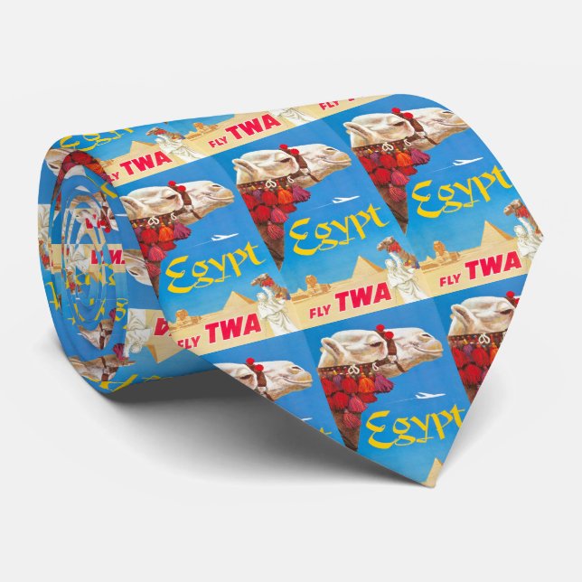 Vintage Egypt Air Travel Advertisement Tie (Rolled)