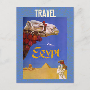 Vintage Egypt Camel Pyramid Desert Travel Postcard