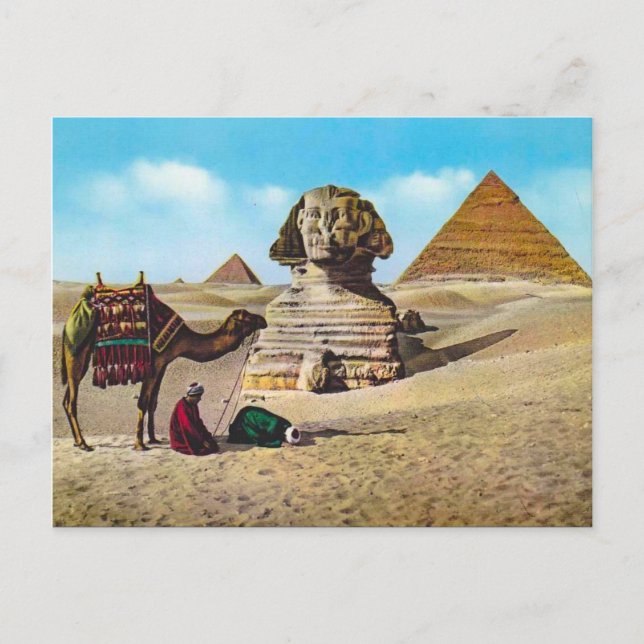 Vintage Egypt, Excavated Sphinx, Giza Postcard (Front)